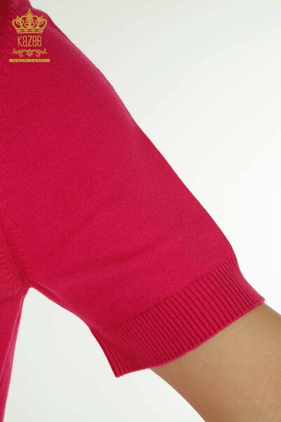 Wholesale Women's Knitwear Sweater with Dragonfly Detail Fuchsia - 30650 | KAZEE - 7