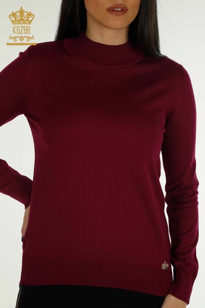 Wholesale Women's Knitwear Sweater High Collar Basic Purple - 30613 | KAZEE - 2