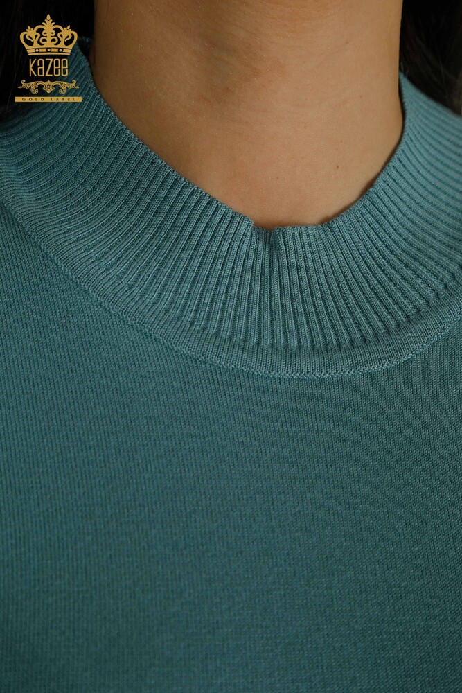 Wholesale Women's Knitwear Sweater High Collar Mint - 30642 | KAZEE - 4