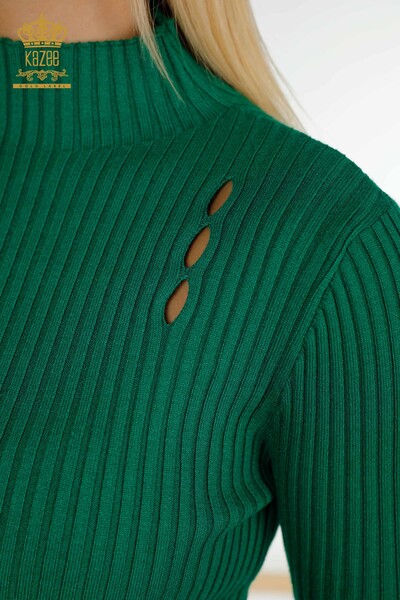 Wholesale Women's Knitwear Sweater - Hole Detailed - Green - 30395 | KAZEE - 4