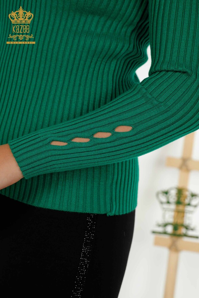 Wholesale Women's Knitwear Sweater - Hole Detailed - Green - 30395 | KAZEE - 5