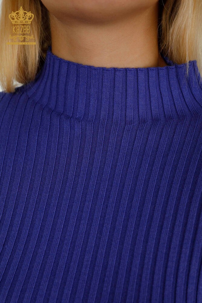 Wholesale Women's Knitwear Sweater Hole Detailed Violet - 30395 | KAZEE - 4