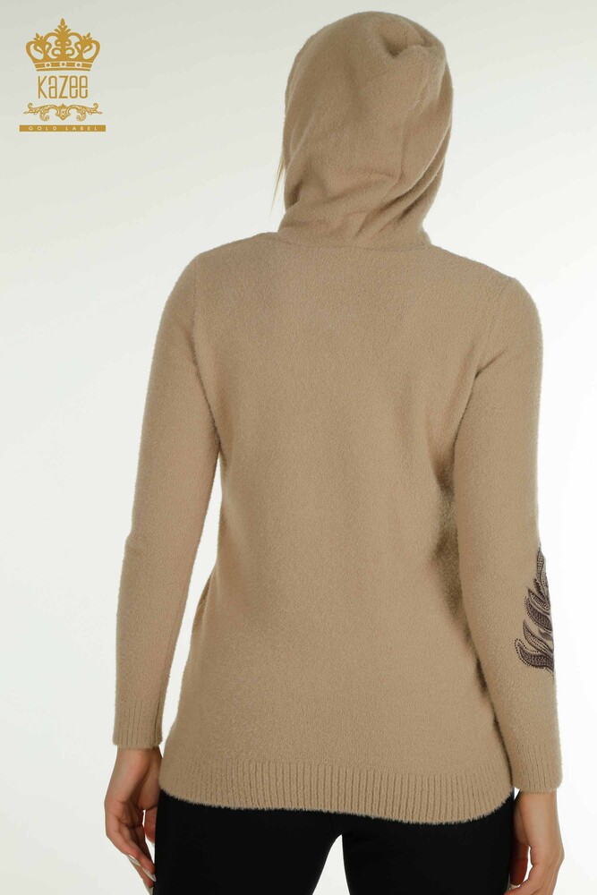 Wholesale Women's Knitwear Sweater Hooded Angora Beige - 40008 | KAZEE - 9