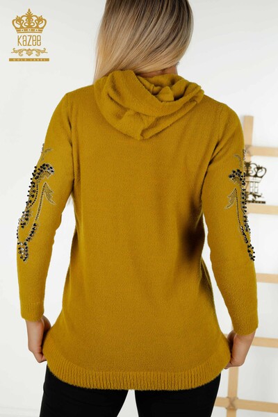 Wholesale Women's Knitwear Sweater Hooded Mustard - 40006 | KAZEE - Thumbnail