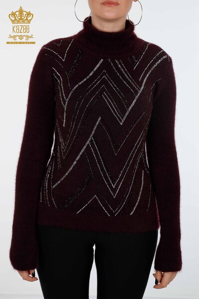 Wholesale Women's Knitwear Sweater Line Detailed Stone Embroidered - 18908 | KAZEE - 11