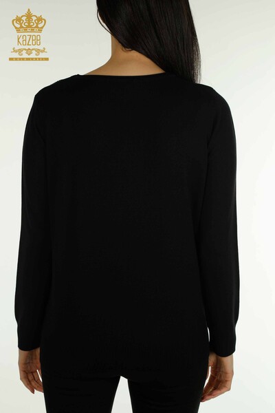 Wholesale Women's Knitwear Sweater Long Sleeve Black - 30635 | KAZEE - 8