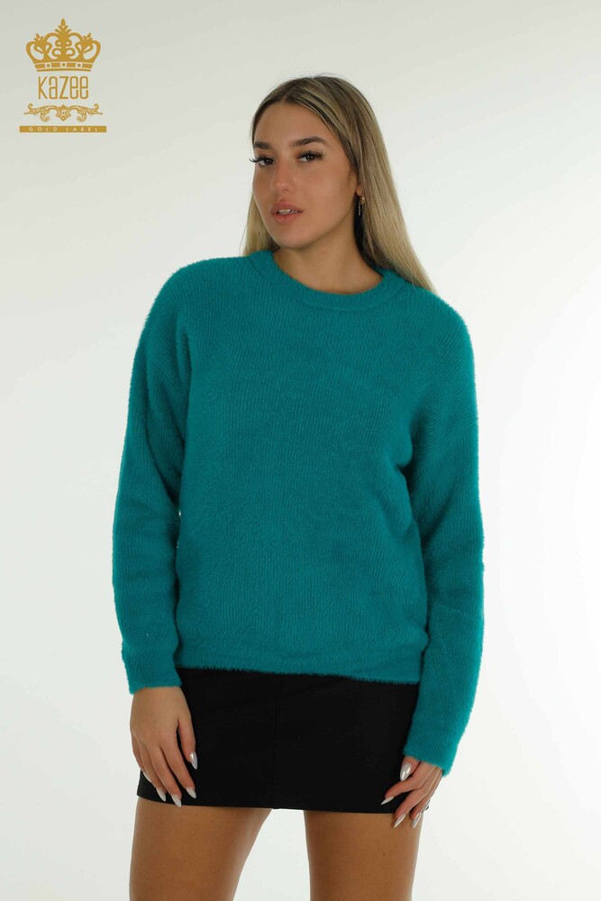 Wholesale Women's Knitwear Sweater Long Sleeve Turquoise - 30775 | KAZEE - 1