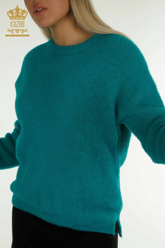 Wholesale Women's Knitwear Sweater Long Sleeve Turquoise - 30775 | KAZEE - 2