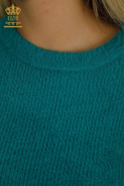 Wholesale Women's Knitwear Sweater Long Sleeve Turquoise - 30775 | KAZEE - 3