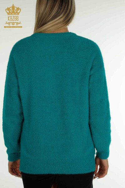 Wholesale Women's Knitwear Sweater Long Sleeve Turquoise - 30775 | KAZEE - 7