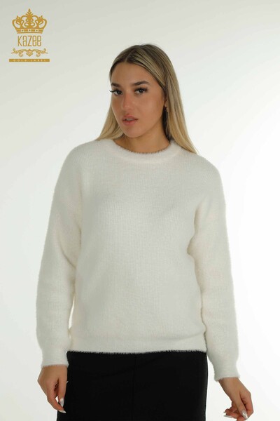 Wholesale Women's Knitwear Sweater Long Sleeve White - 30775 | KAZEE 