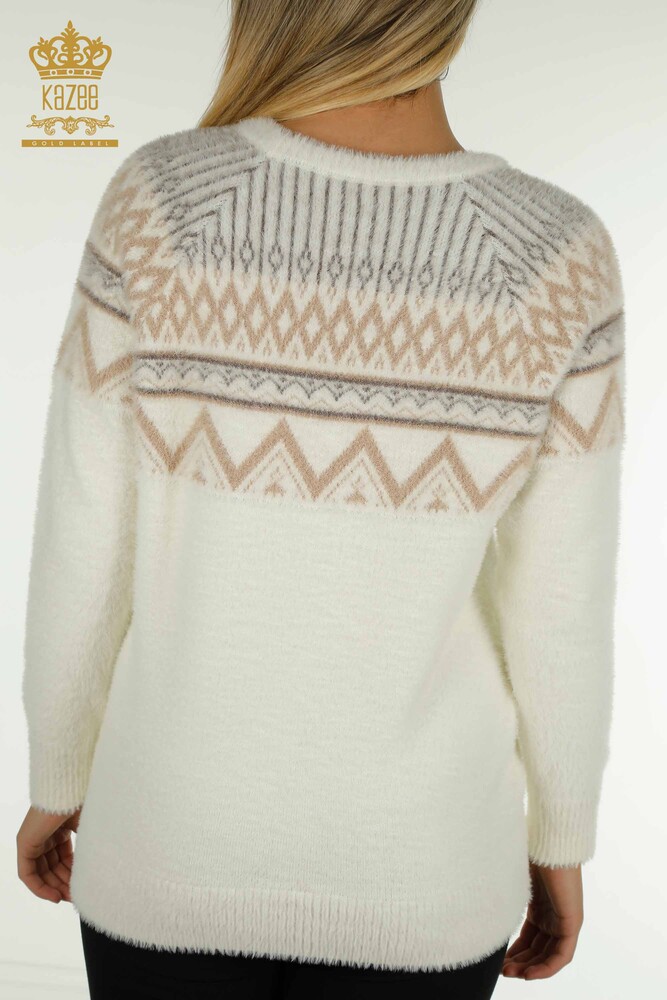 Wholesale Women's Knitwear Sweater Patterned Angora Ecru - 30682 | KAZEE - 8