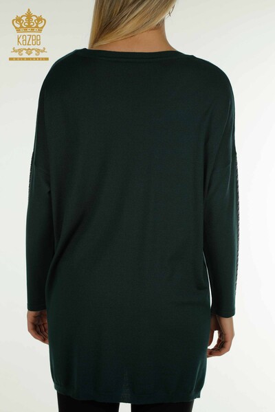 Wholesale Women's Knitwear Sweater with Pocket Detail Dark Green - 30591 | KAZEE - 7