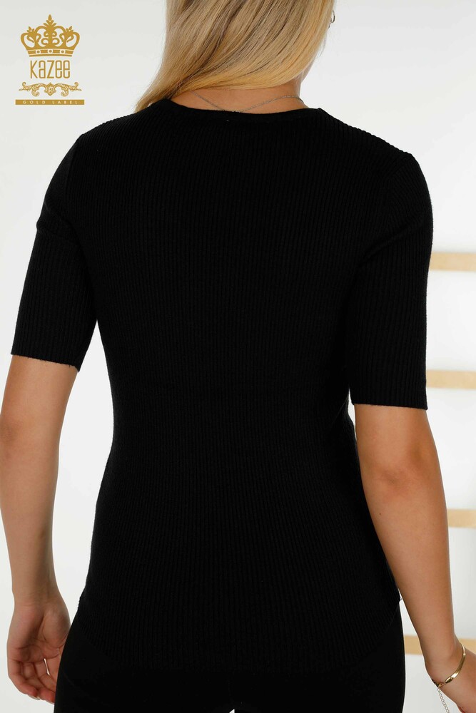 Wholesale Women's Knitwear Sweater - Short Sleeve - Black - 30397 | KAZEE - 6