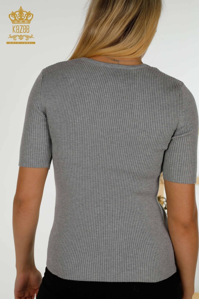 Wholesale Women's Knitwear Sweater - Short Sleeve - Gray - 30397 | KAZEE - 5