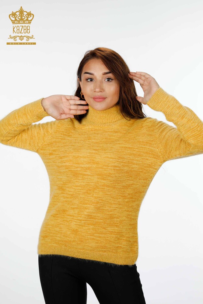 Wholesale Women's Knitwear Sweater Glitter Transition Viscose Turtleneck - 19080 | KAZEE - 1