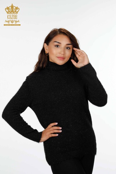 Wholesale Women's Knitwear Sweater Glitter Transition Viscose Turtleneck - 19080 | KAZEE - 16