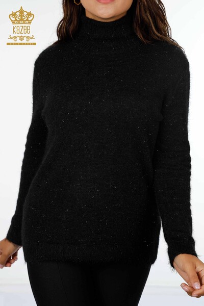 Wholesale Women's Knitwear Sweater Glitter Transition Viscose Turtleneck - 19080 | KAZEE - 17