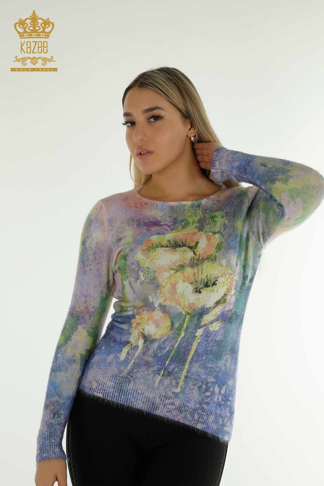 Wholesale Women's Knitwear Sweater Stone Embroidered Digital - 40026 | KAZEE - 1