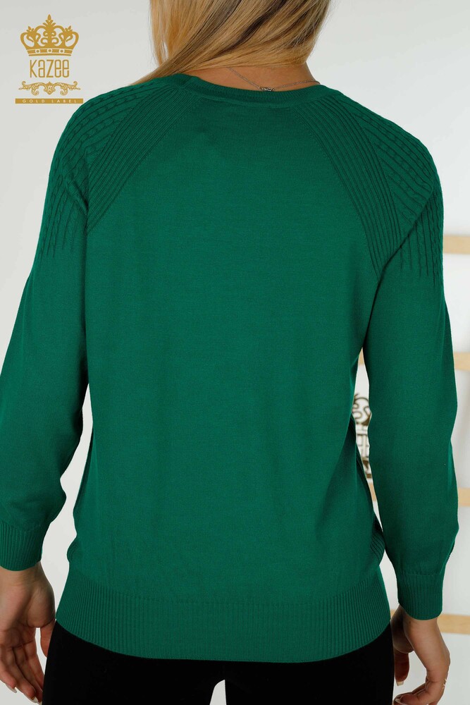 Wholesale Women's Knitwear Sweater - Stone Embroidered - Green - 30104 | KAZEE - 7