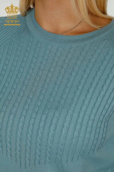 Wholesale Women's Knitwear Sweater - Stone Embroidered - Mint - 30104 | KAZEE - 3