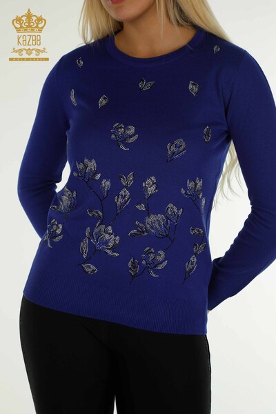 Wholesale Women's Knitwear Sweater Stone Embroidered Saks - 30471 | KAZEE - 2