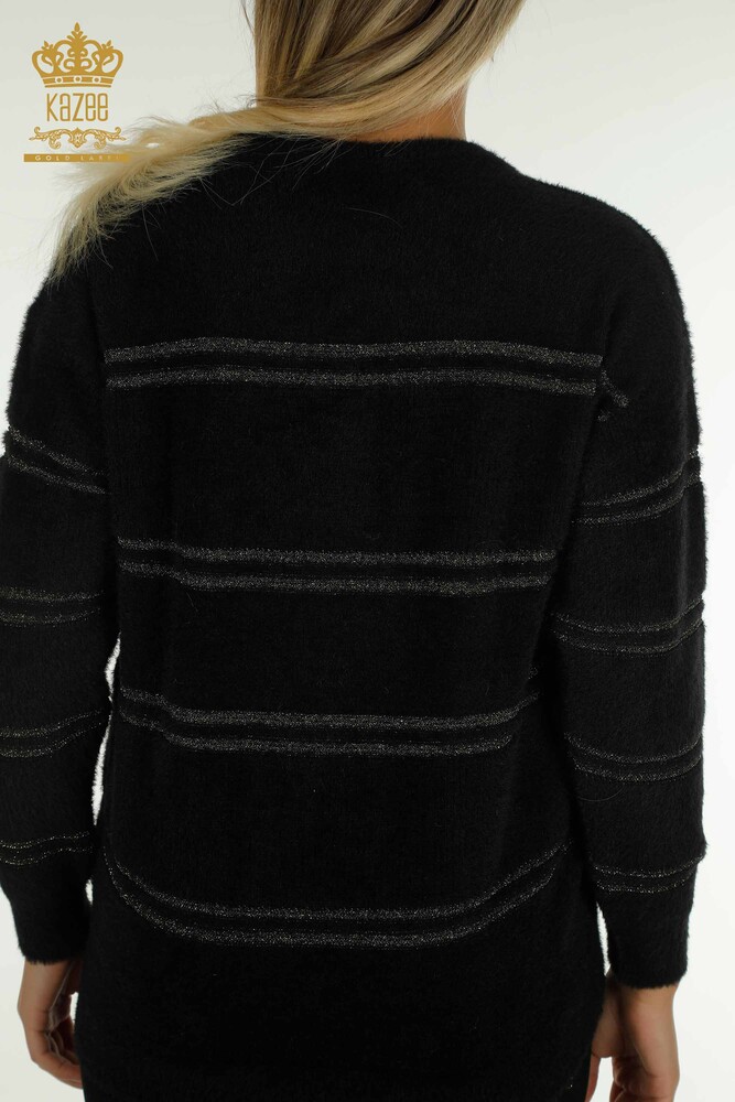 Wholesale Women's Knitwear Sweater Striped Angora Black - 30680 | KAZEE - 7