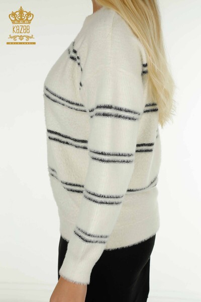 Wholesale Women's Knitwear Sweater Striped Angora Ecru - 30680 | KAZEE - 5