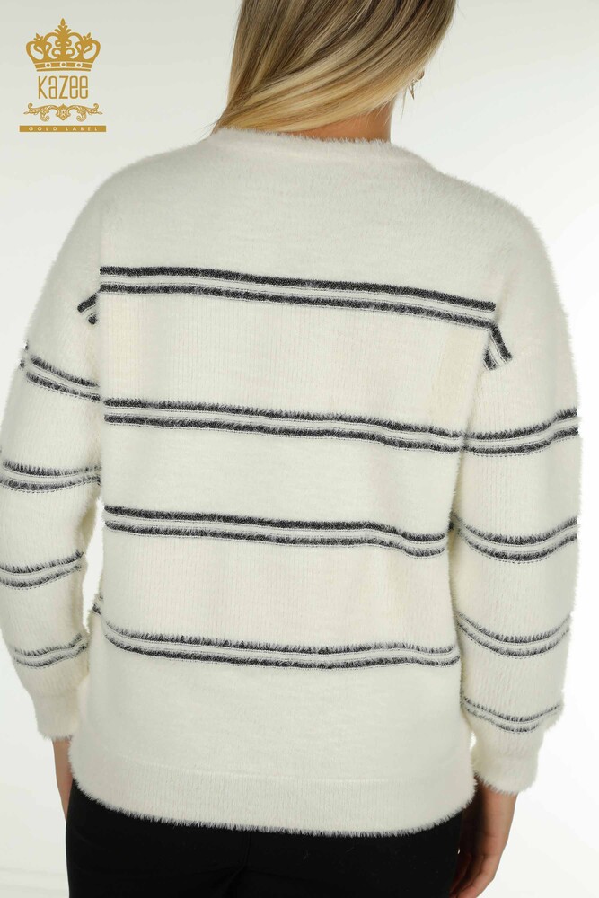 Wholesale Women's Knitwear Sweater Striped Angora Ecru - 30680 | KAZEE - 7