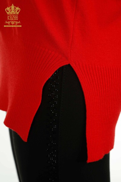 Wholesale Women's Knitwear Sweater with Slit Detail Red - 30193 | KAZEE - 7