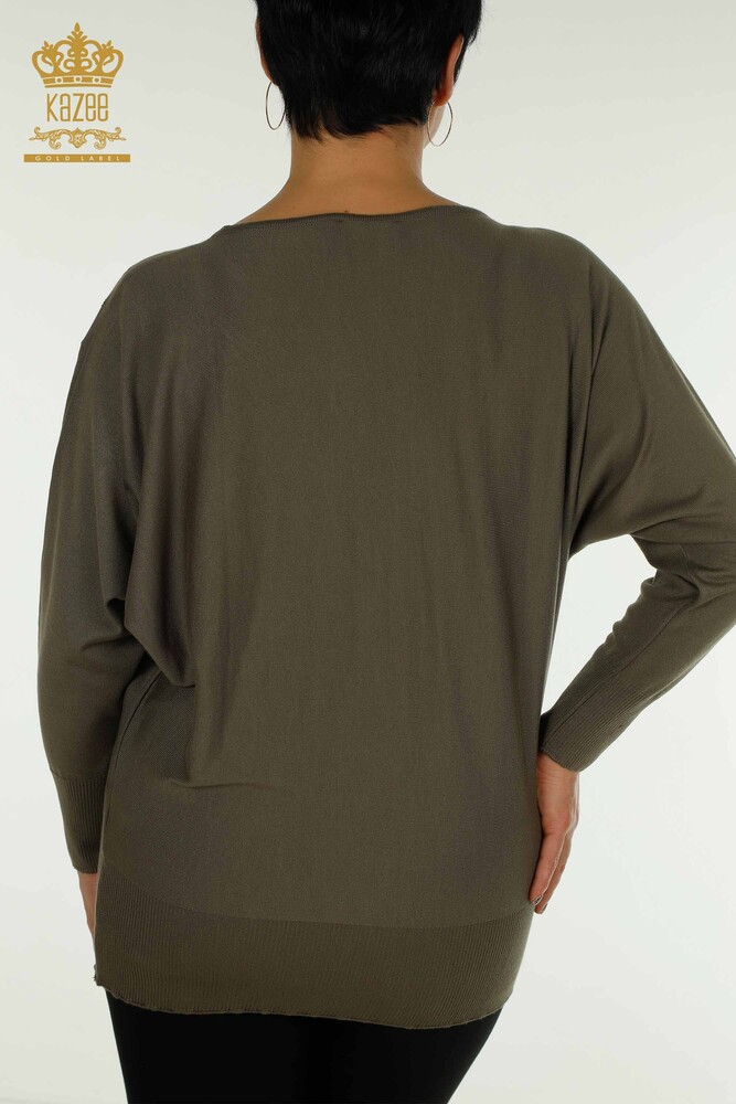 Wholesale Women's Knitwear Sweater Tulle Detailed Khaki - 16942 | KAZEE - 8