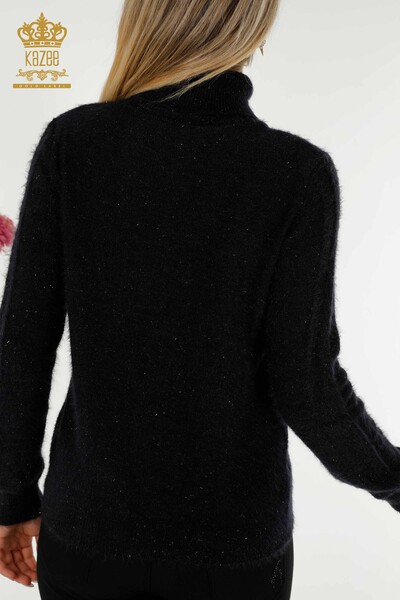 Wholesale Women's Knitwear Sweater Turtleneck Dark Navy Blue - 19067 | KAZEE - 6