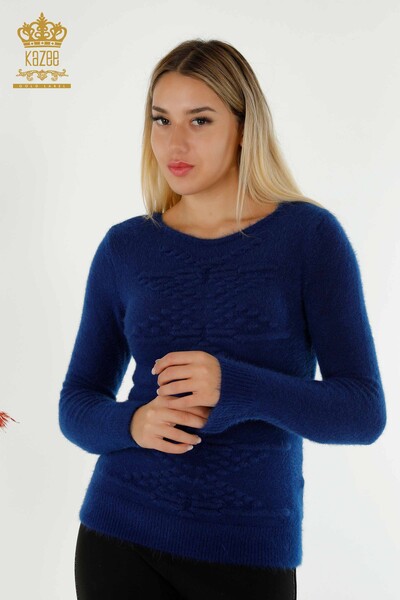 Wholesale Women's Knitwear Sweater Woven Angora Saks - 18473 | KAZEE - 1