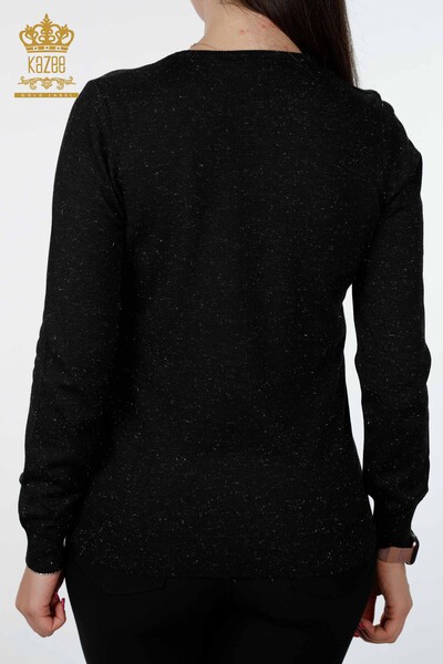 Wholesale Women's Knitwear V Neck Glittered Basic Viscose Long Sleeve - 15316 | KAZEE - 12