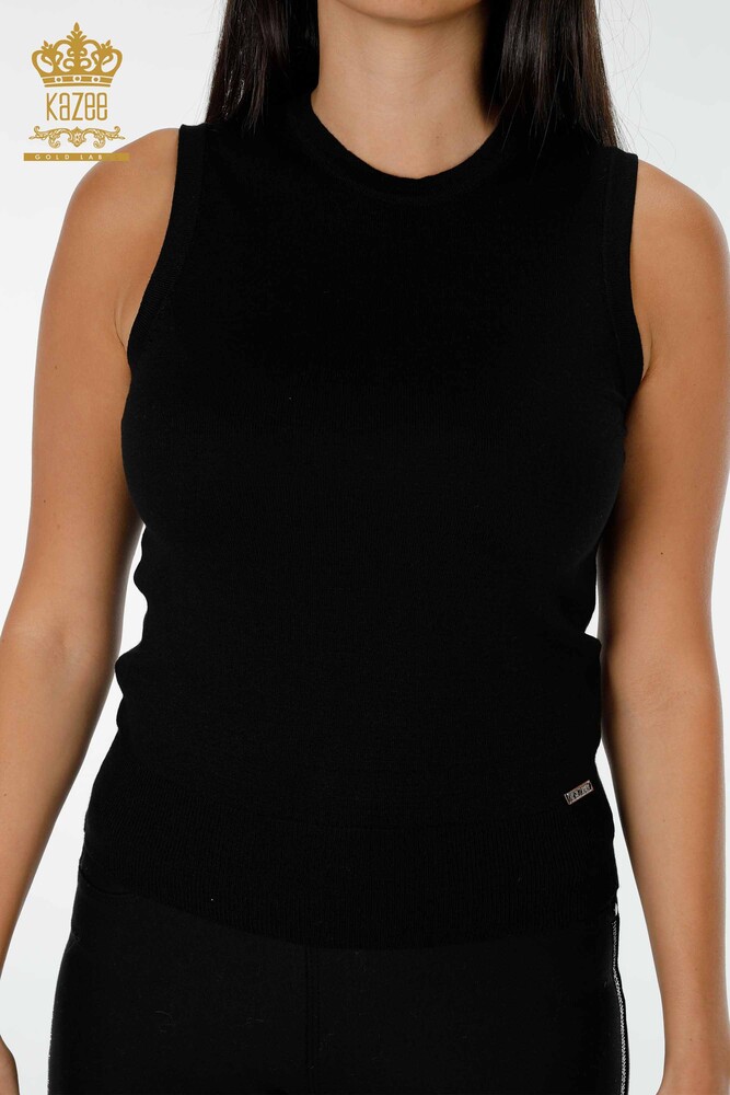 Wholesale Women's Knitwear Zero Sleeve Black - 16922 | KAZEE - 2