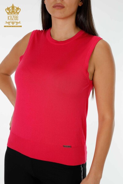 Wholesale Women's Knitwear Zero Sleeve Dark Fuchsia - 16922 | KAZEE - 2