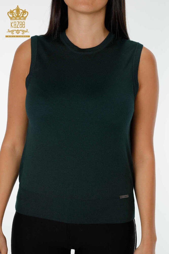 Wholesale Women's Knitwear Zero Sleeve Dark Green - 16922 | KAZEE - 2