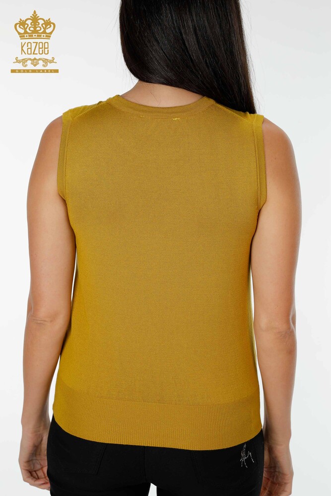 Wholesale Women's Knitwear Zero Sleeve Mustard - 16922 | KAZEE - 5