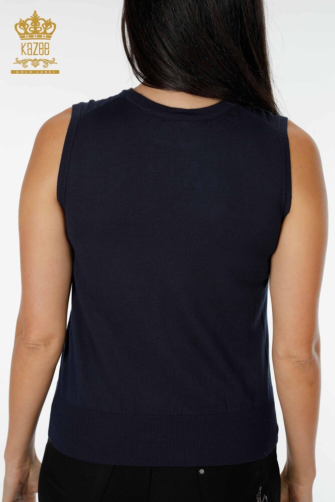 Wholesale Women's Knitwear Zero Sleeve Navy - 16922 | KAZEE - 6