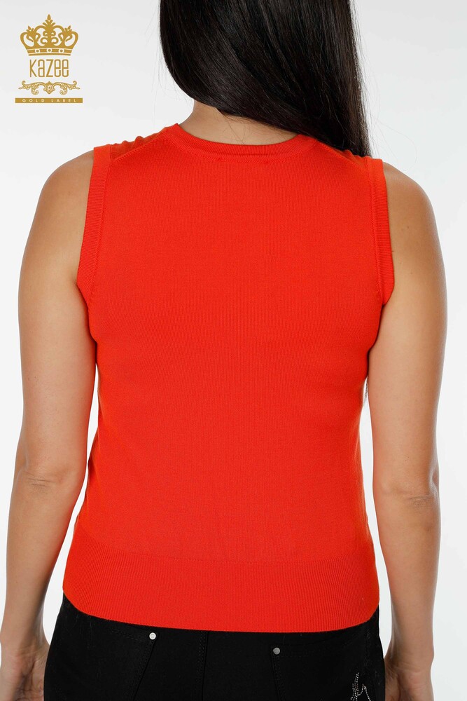 Wholesale Women's Knitwear Zero Sleeve Orange - 16922 | KAZEE - 5