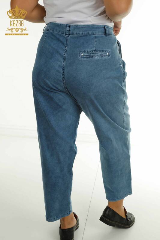 Wholesale Women's Pants with Pocket Detail Blue - 2411-3093 | O