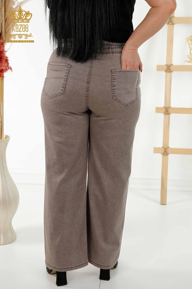 Wholesale Women's Trousers Elastic Waist Mink - 3672 | KAZEE - 7