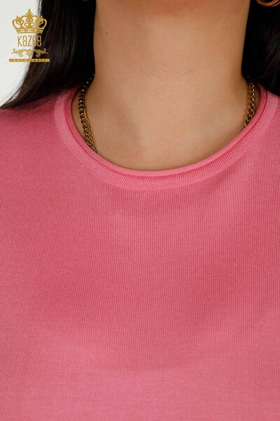 Wholesale Women's Knitwear Sweater American Model Pink - 30443 | KAZEE - 3