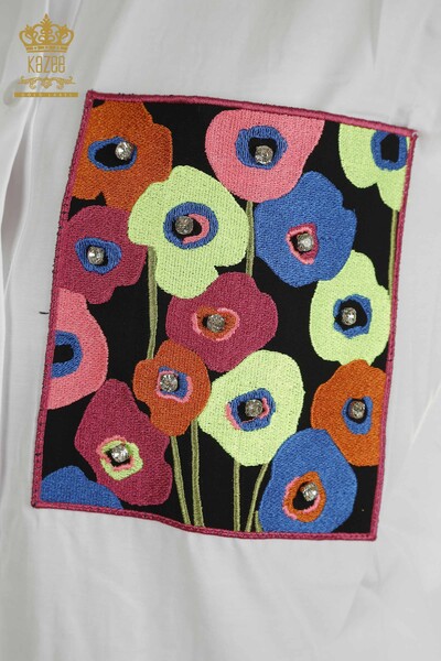 Wholesale Women's Shirt Dress Floral Embroidered Ecru - 2402-211664 | S&M - Thumbnail