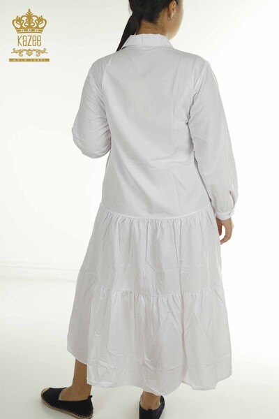 Wholesale Women's Shirt Dress Floral Embroidered Ecru - 2402-211664 | S&M - Thumbnail