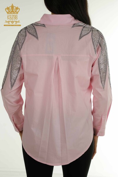 Wholesale Women's Shirt with Shoulder Detail Pink - 20478 | KAZEE - 7