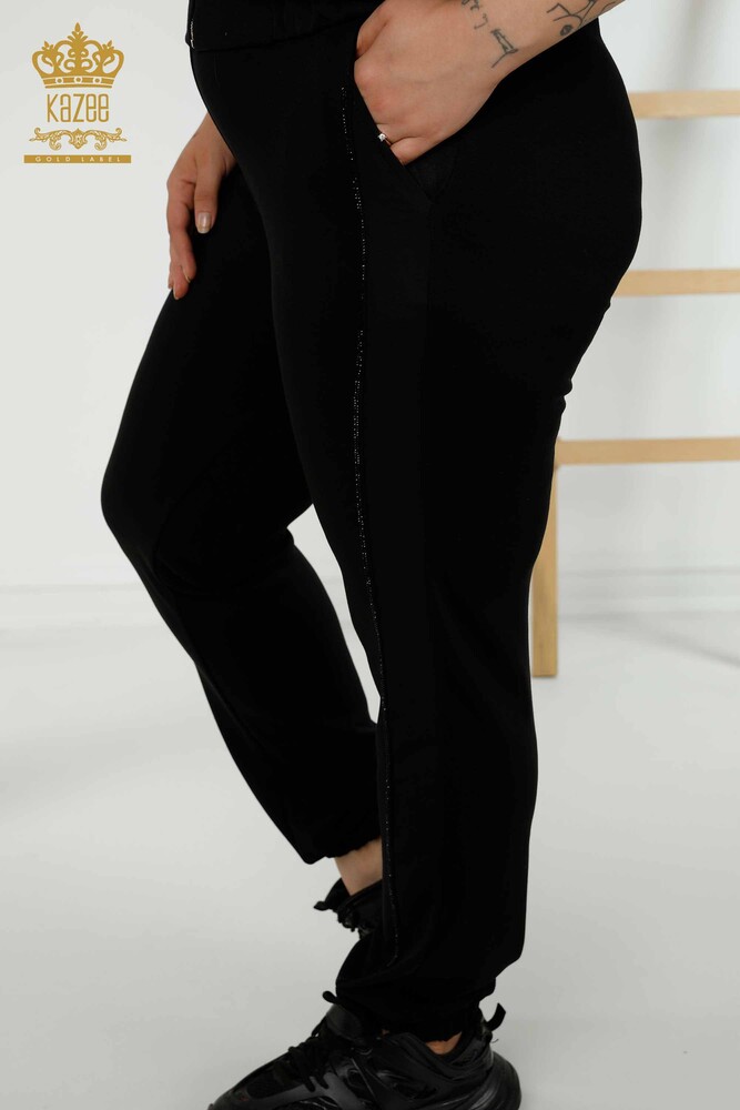 Wholesale Women's Tracksuit Set - Zippered - Black - 20387 | KAZEE - 9