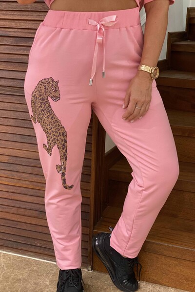 Wholesale Women's Tracksuit Set Zippered Tiger Pattern - 17220 | KAZEE - 29