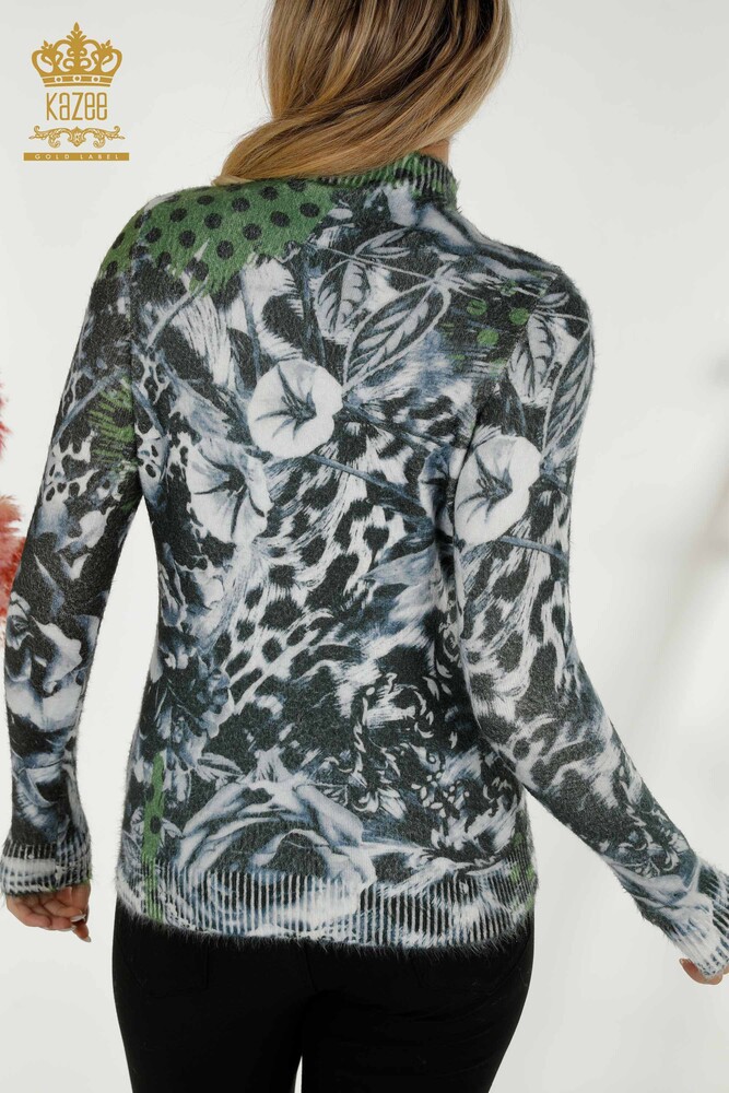 Wholesale Women's Sweater Angora Digital Print Green - 16011 | KAZEE - 6