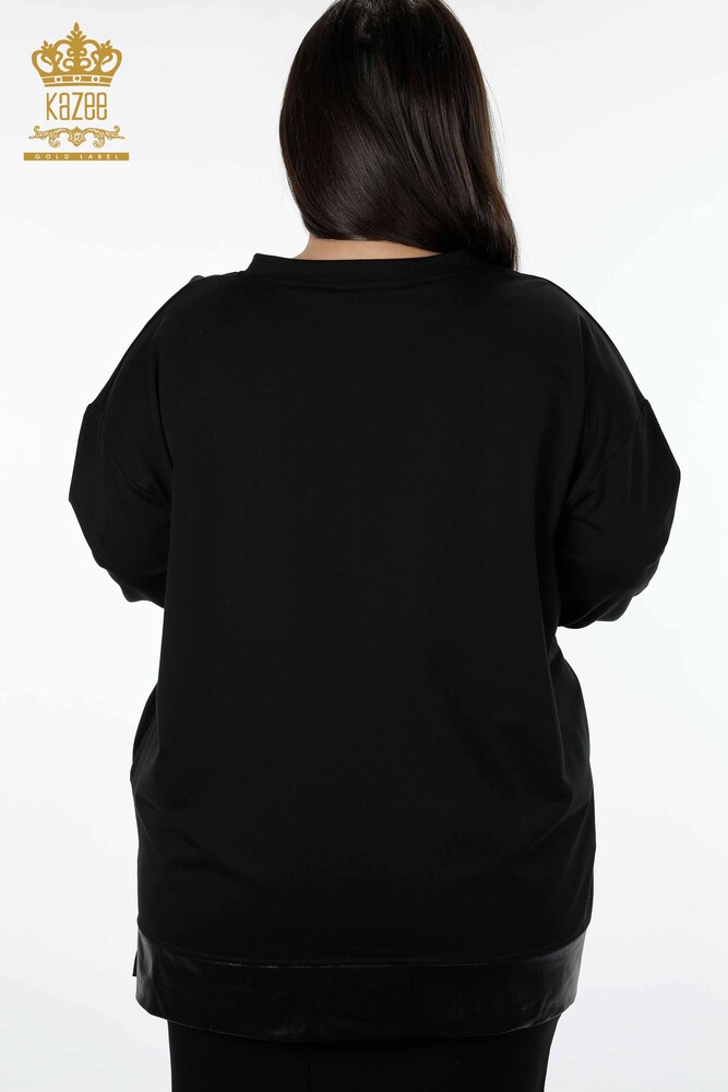 Wholesale Women's Tunic Crew Neck Black - 17365 | KAZEE - 8